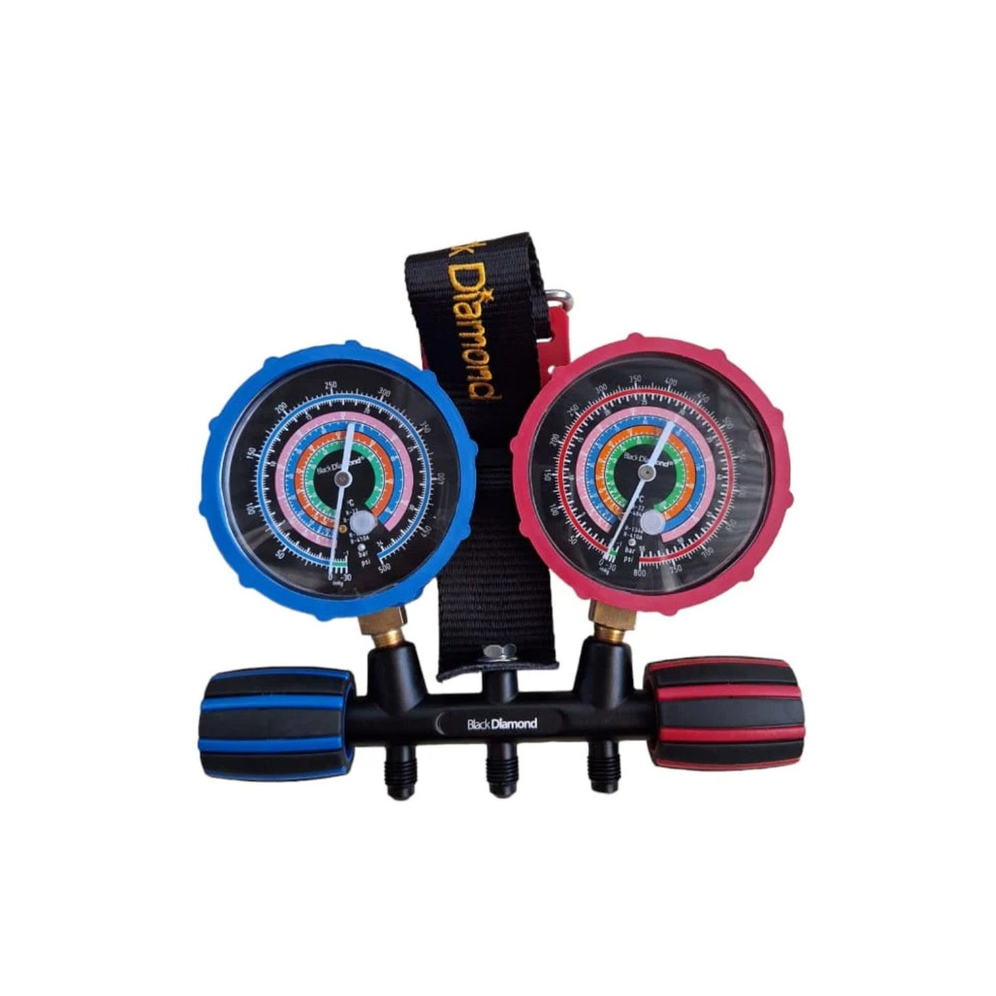 Manómetros Alta/Baja 27856 R22/R134A/R404/R410A, Mangueras (800/4000PSI) y Adaptadores 5/16