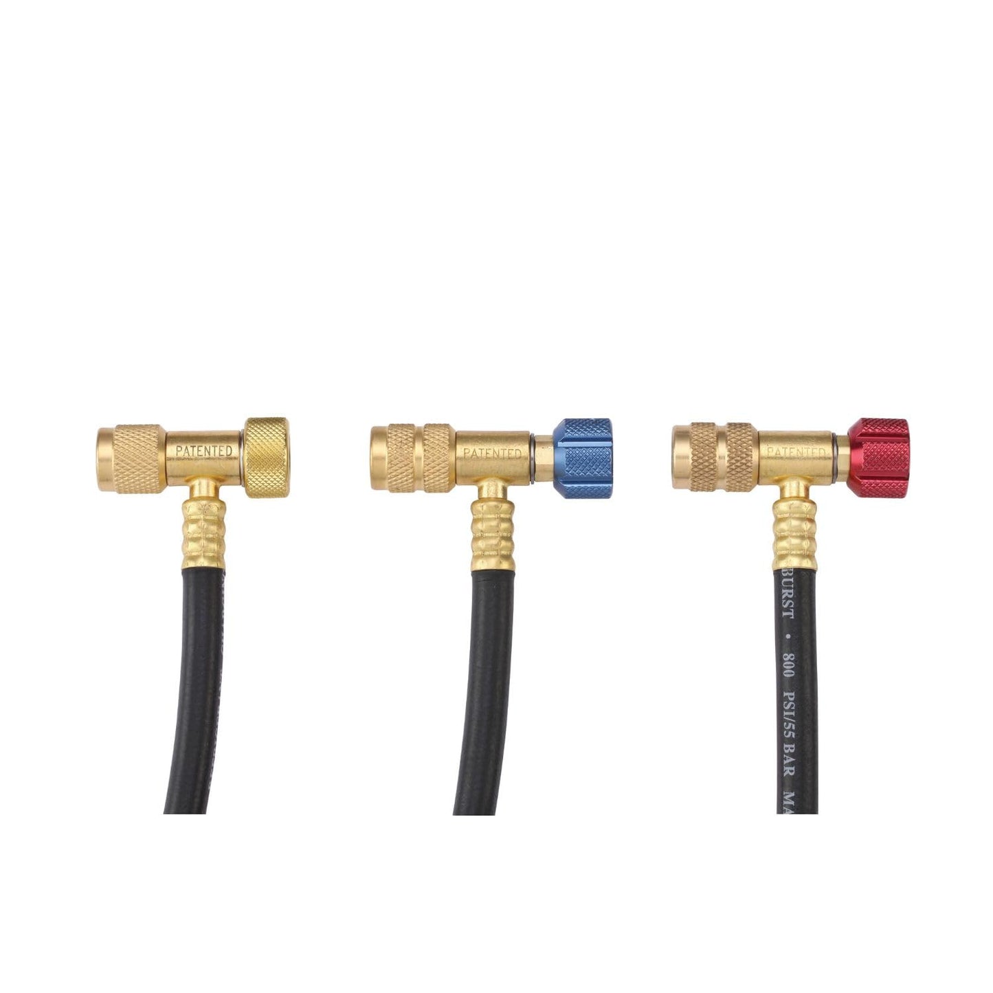 Kit de 3 Mangueras para Manómetro 1/4” x 5/16” con Válvulas T de Seguridad Safe Seal HVAC Manifolds Modelo 23435-SS