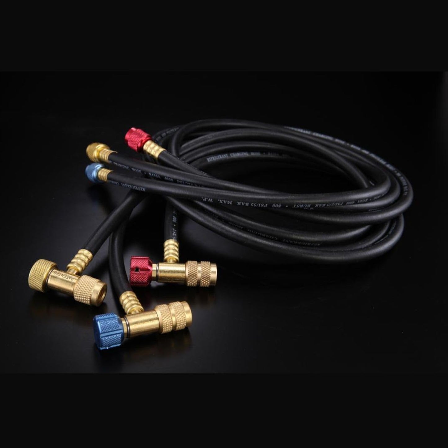 Kit de 3 Mangueras para Manómetro 1/4” x 5/16” con Válvulas T de Seguridad Safe Seal HVAC Manifolds Modelo 23435-SS